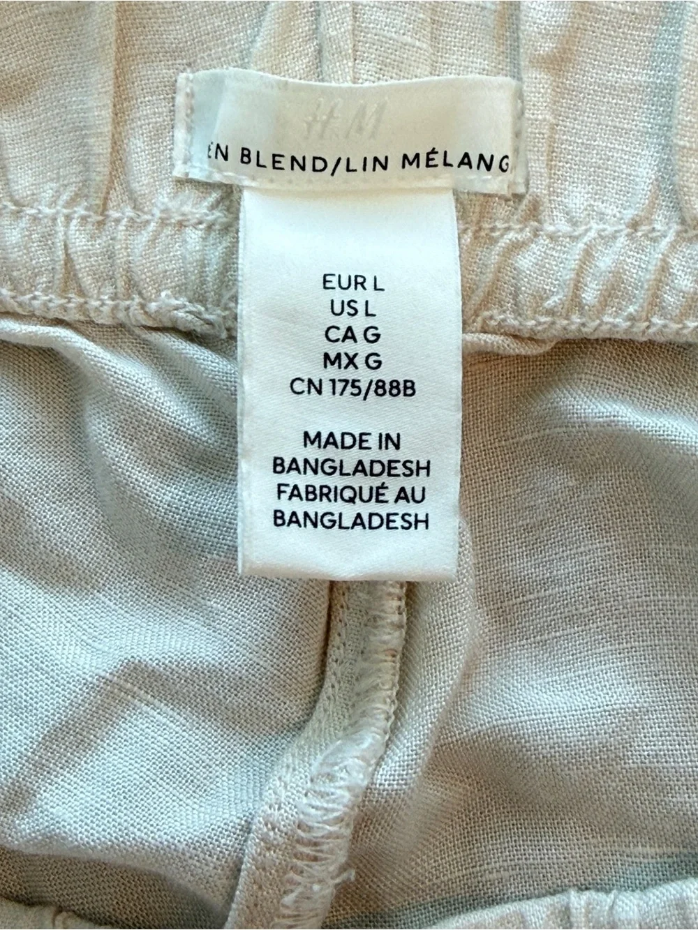 H&M Light Beige Linen-Blend Relaxed Pants